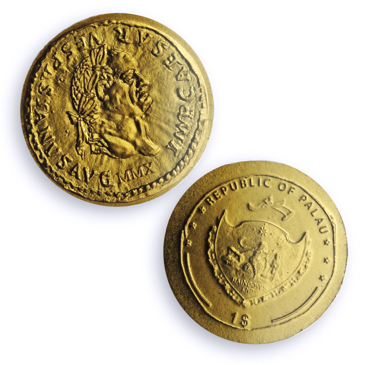 Palau 1 dollar Vespasian Aureus Restrike KM-310 MS 70 PCGS gold coin 2010