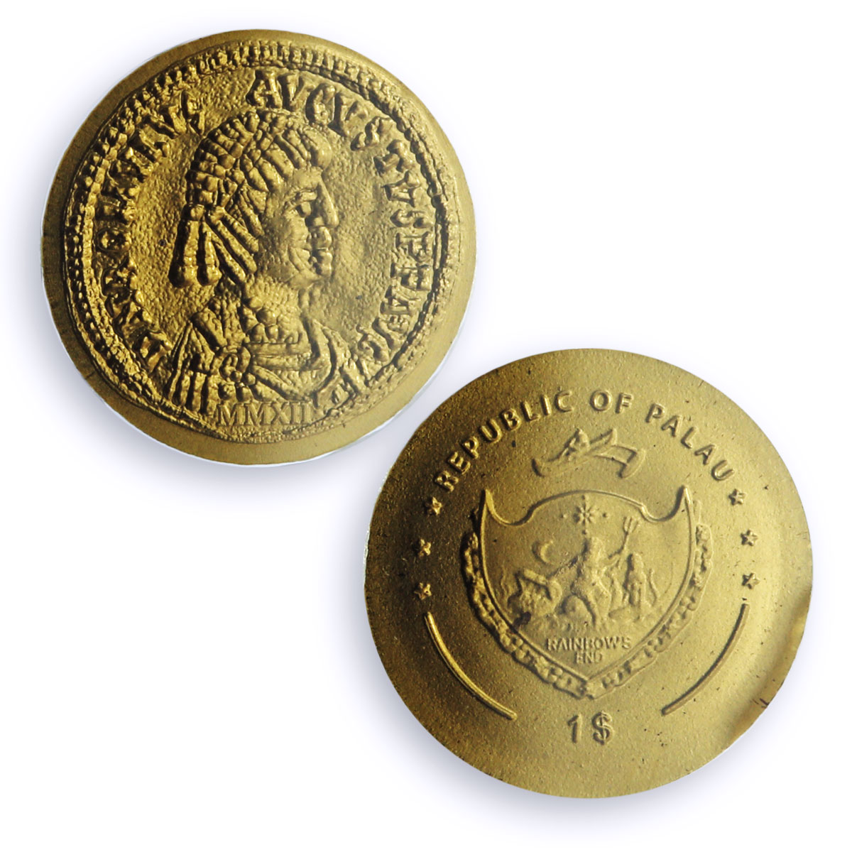 Palau 1 dollar Augustulus Aureus Restrike KM-609 MS 70 PCGS gold coin 2012