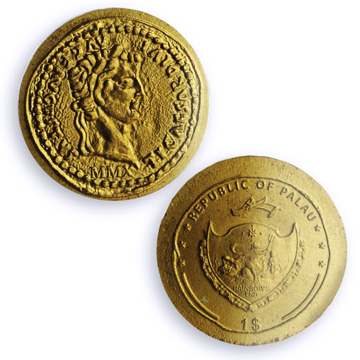 Palau 1 dollar Tiberius Aureus Restrike KM-246 MS 70 PCGS gold coin 2009