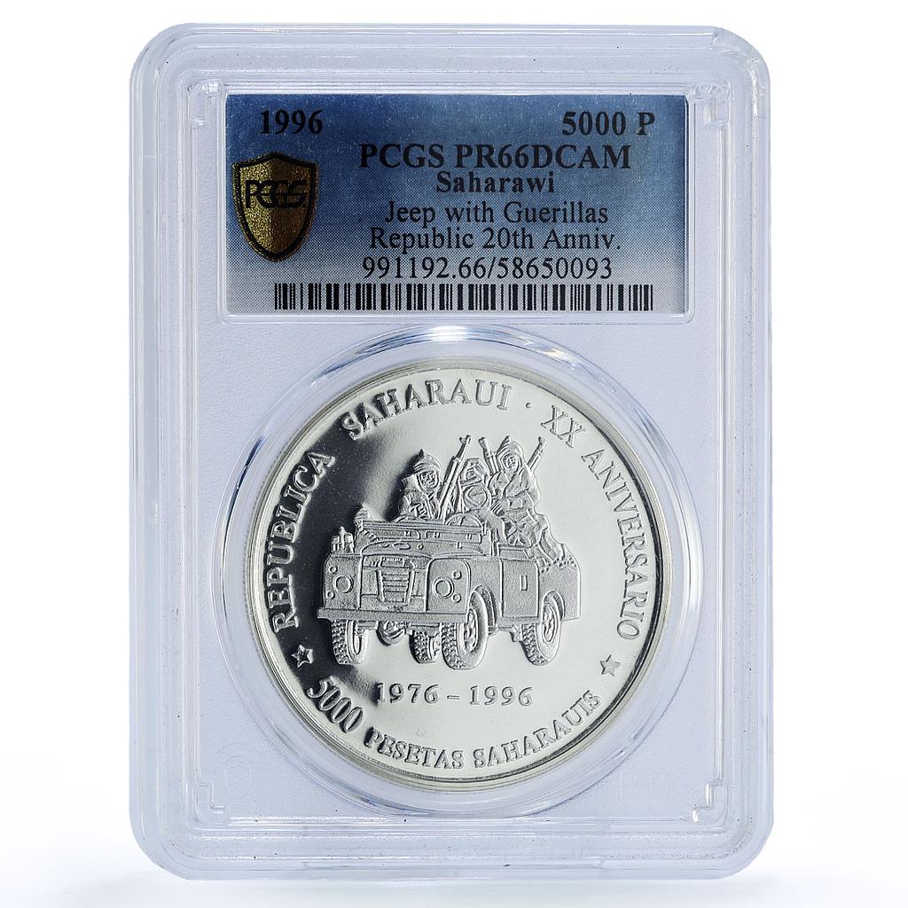 Saharawi 5000 pesetas Proclamation Republic Jeep Car PR 66 PCGS silver coin 1996