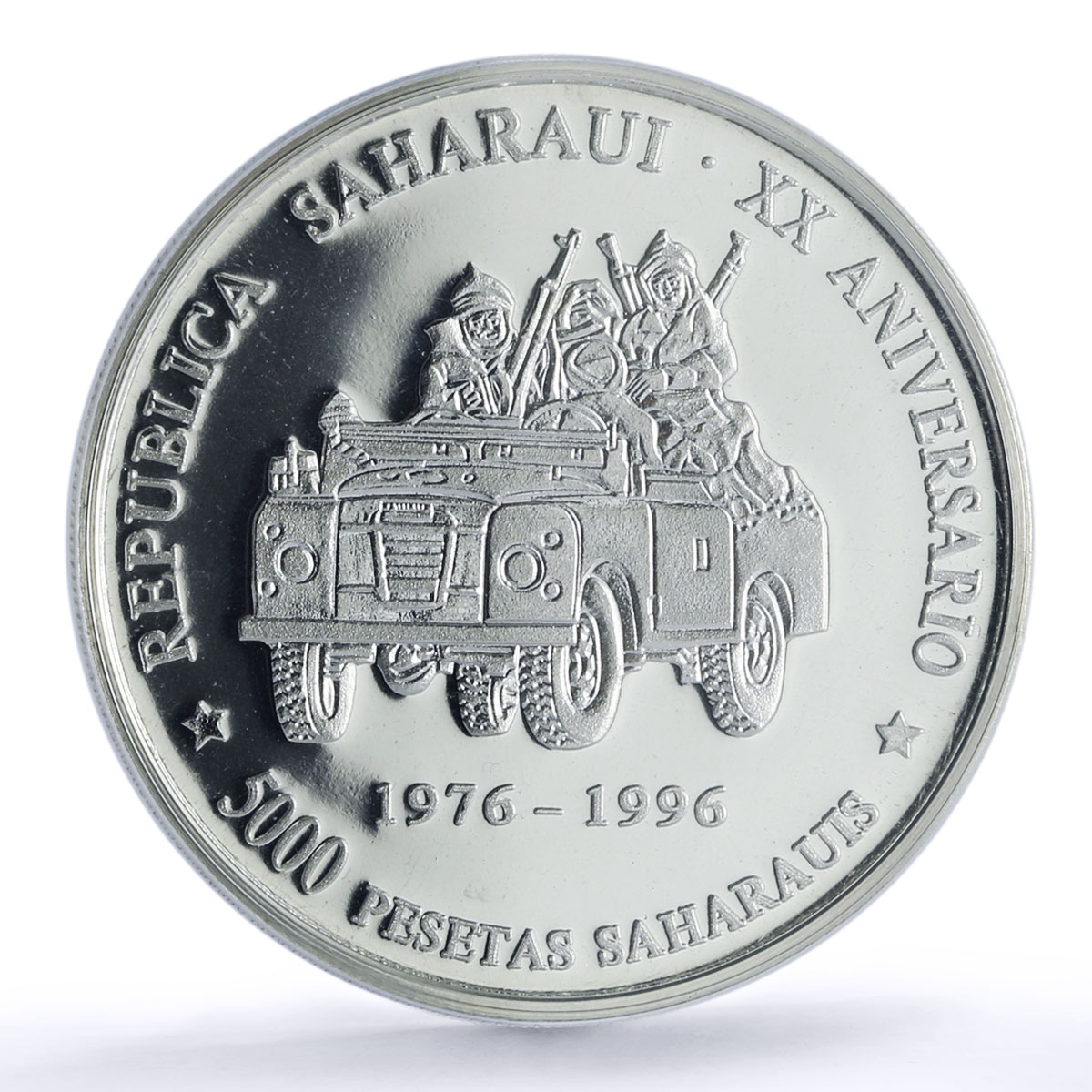 Saharawi 5000 pesetas Proclamation Republic Jeep Car PR 66 PCGS silver coin 1996