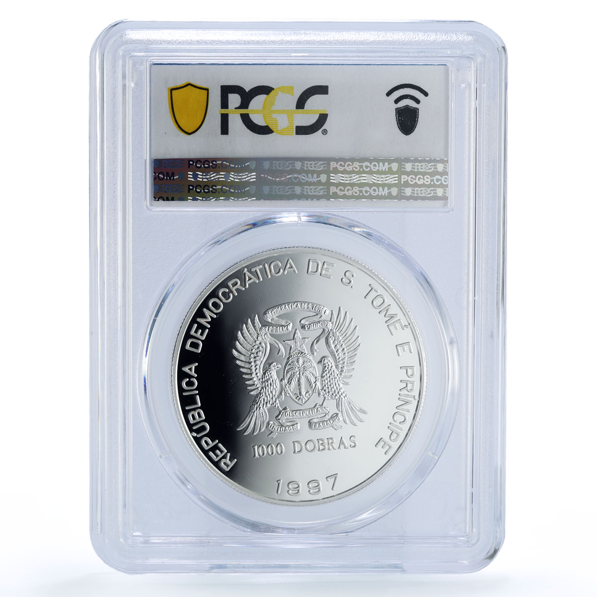 Sao Tome 1000 dobras Princess Diana Queen Hearts PR 70 PCGS silver coin 1997