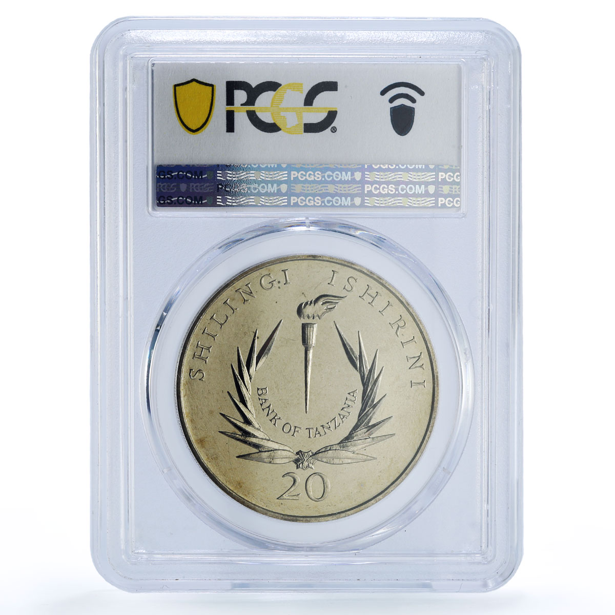 Tanzania 20 shilingi Central Bank President Mwinyi MS 67 PCGS CuNi coin 1986