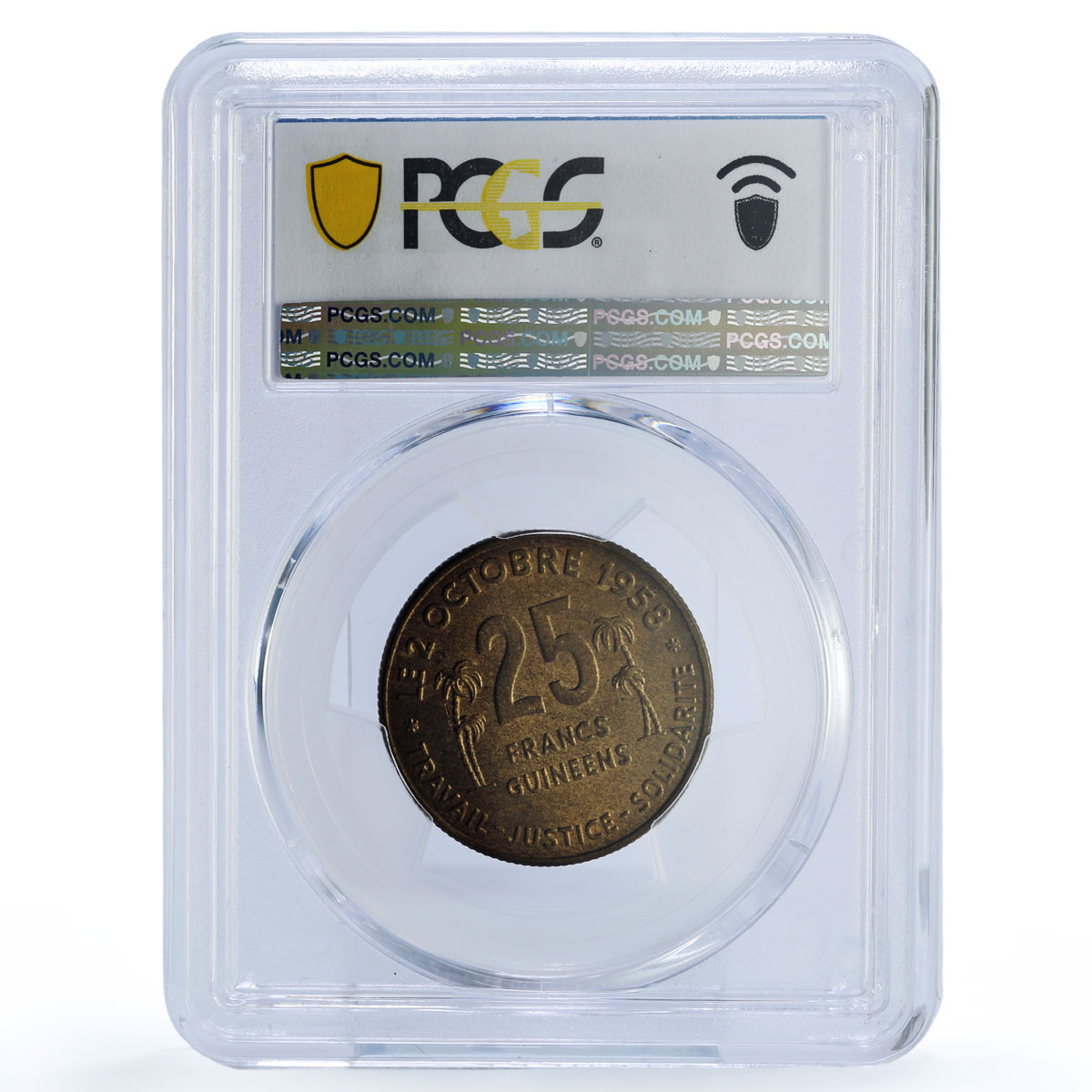 Guinea 25 francs Republic Sekou Toure KM-7 MS 64 PCGS CuNi coin 1959