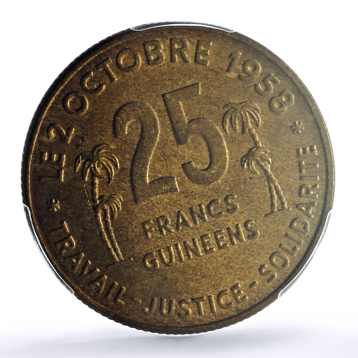 Guinea 25 francs Republic Sekou Toure KM-7 MS 64 PCGS CuNi coin 1959