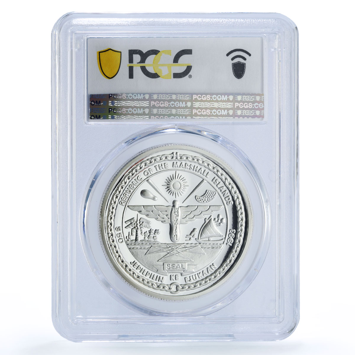 Marshall Islands 50 dollars Guadalcanal Battleship PR 70 PCGS silver coin 1993