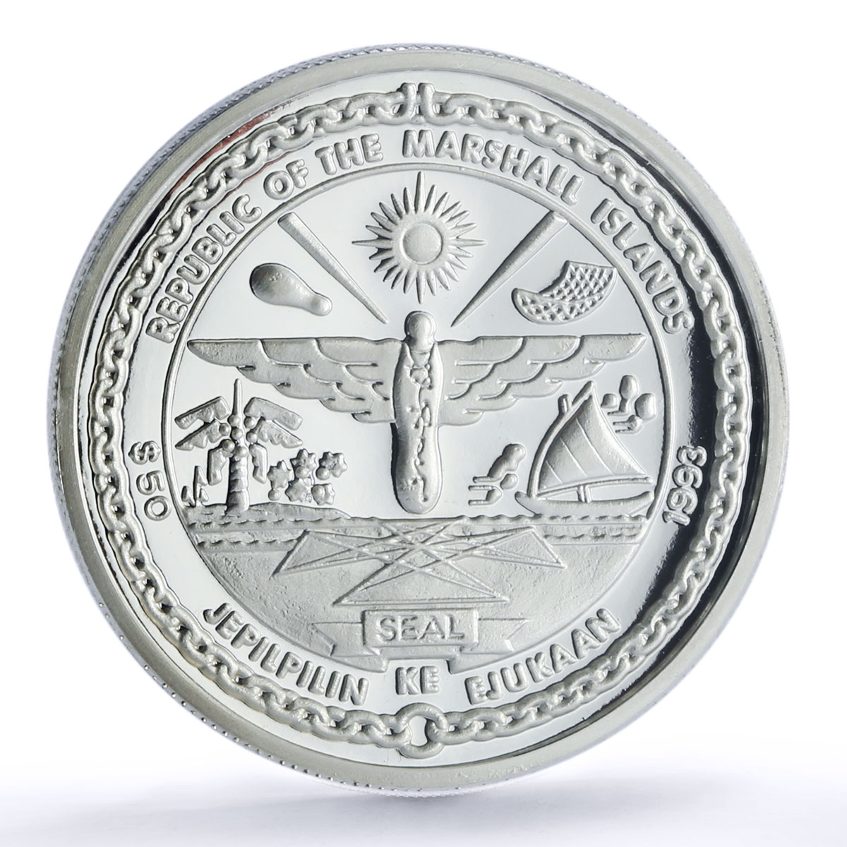 Marshall Islands 50 dollars Guadalcanal Battleship PR 70 PCGS silver coin 1993