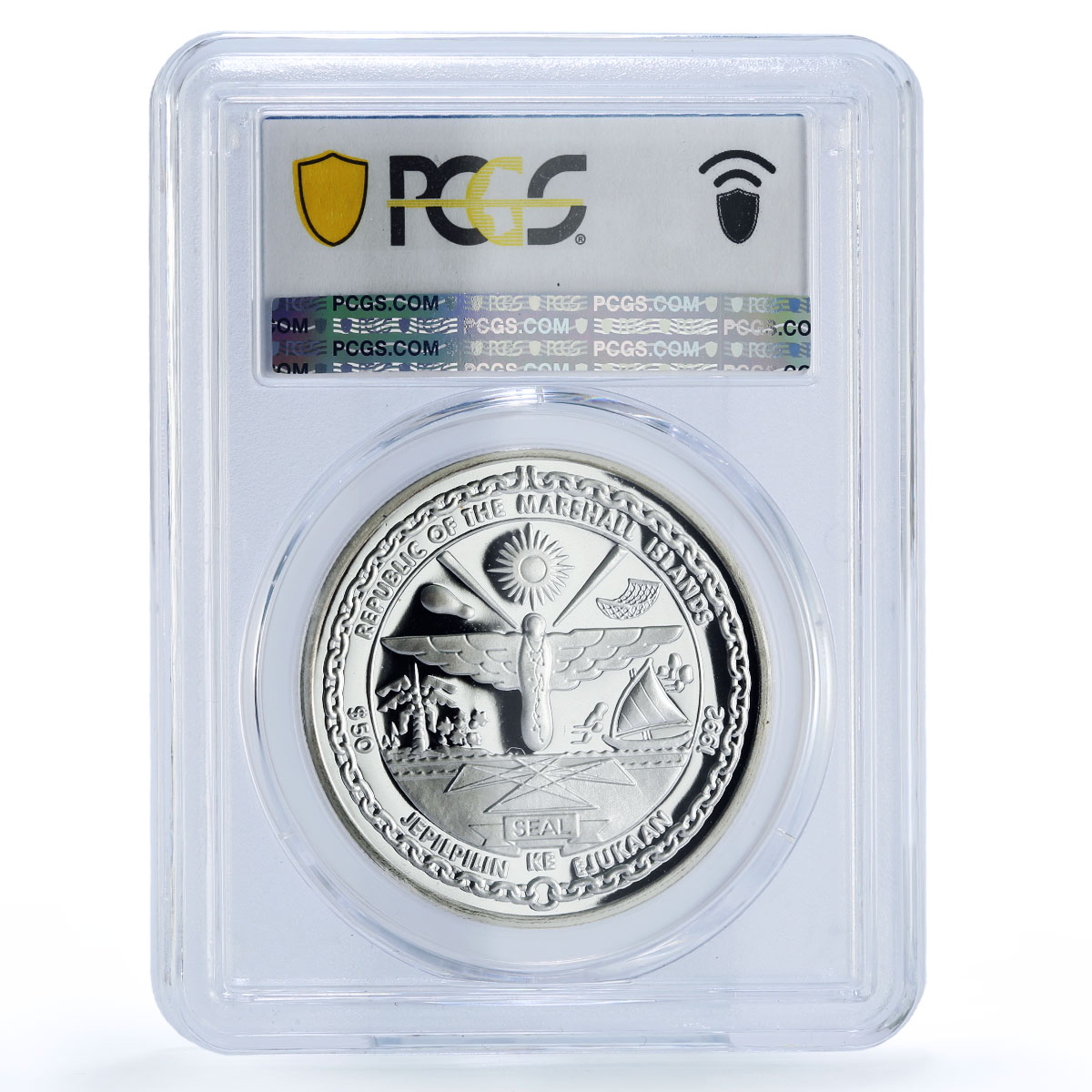 Marshall Islands 50 dollars Midway Battleship Planes PR 70 PCGS silver coin 1992