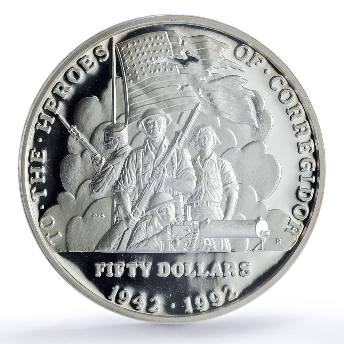 Marshall Islands 50 dollars Corregidor Philippines PR 69 PCGS silver coin 1992