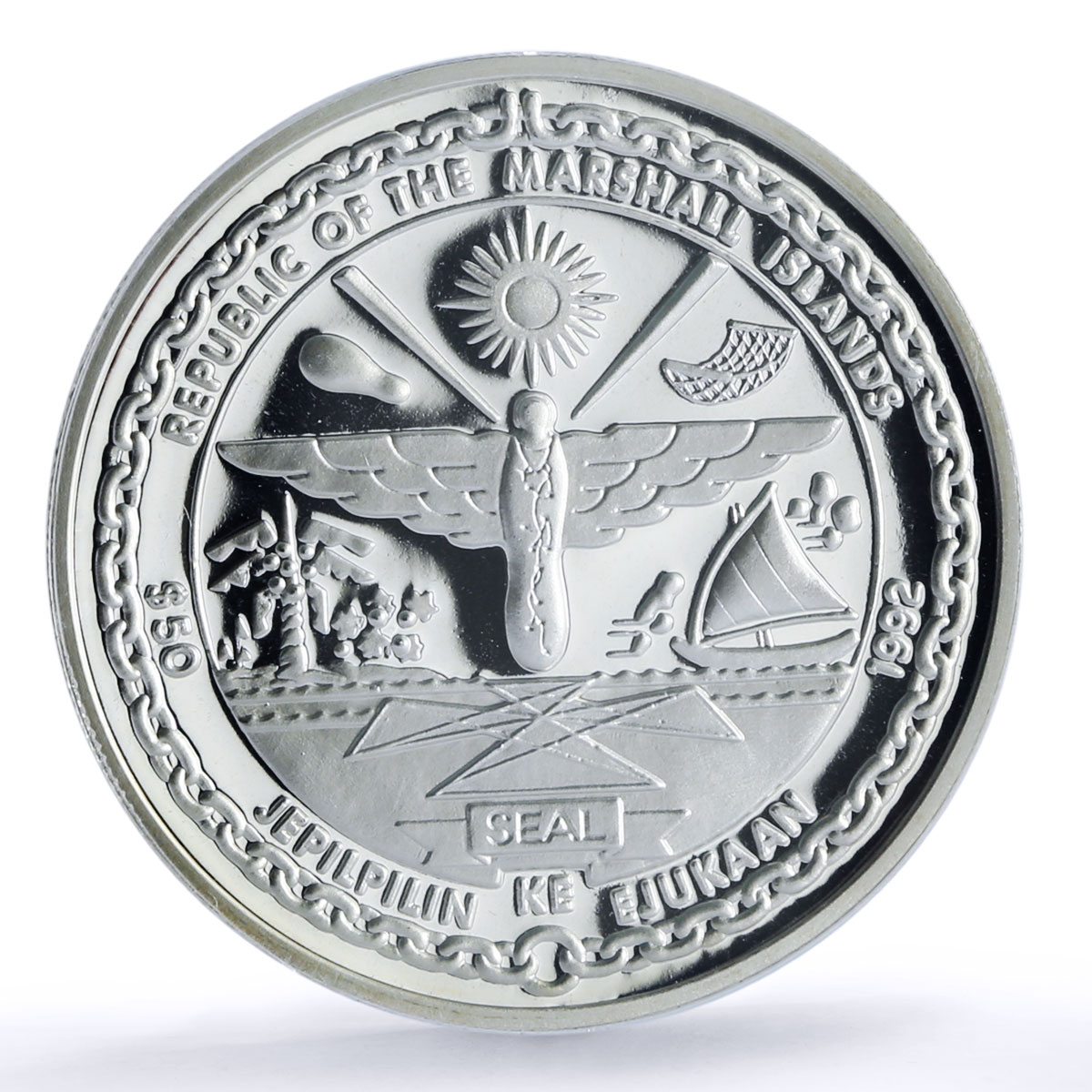 Marshall Islands 50 dollars Corregidor Philippines PR 69 PCGS silver coin 1992
