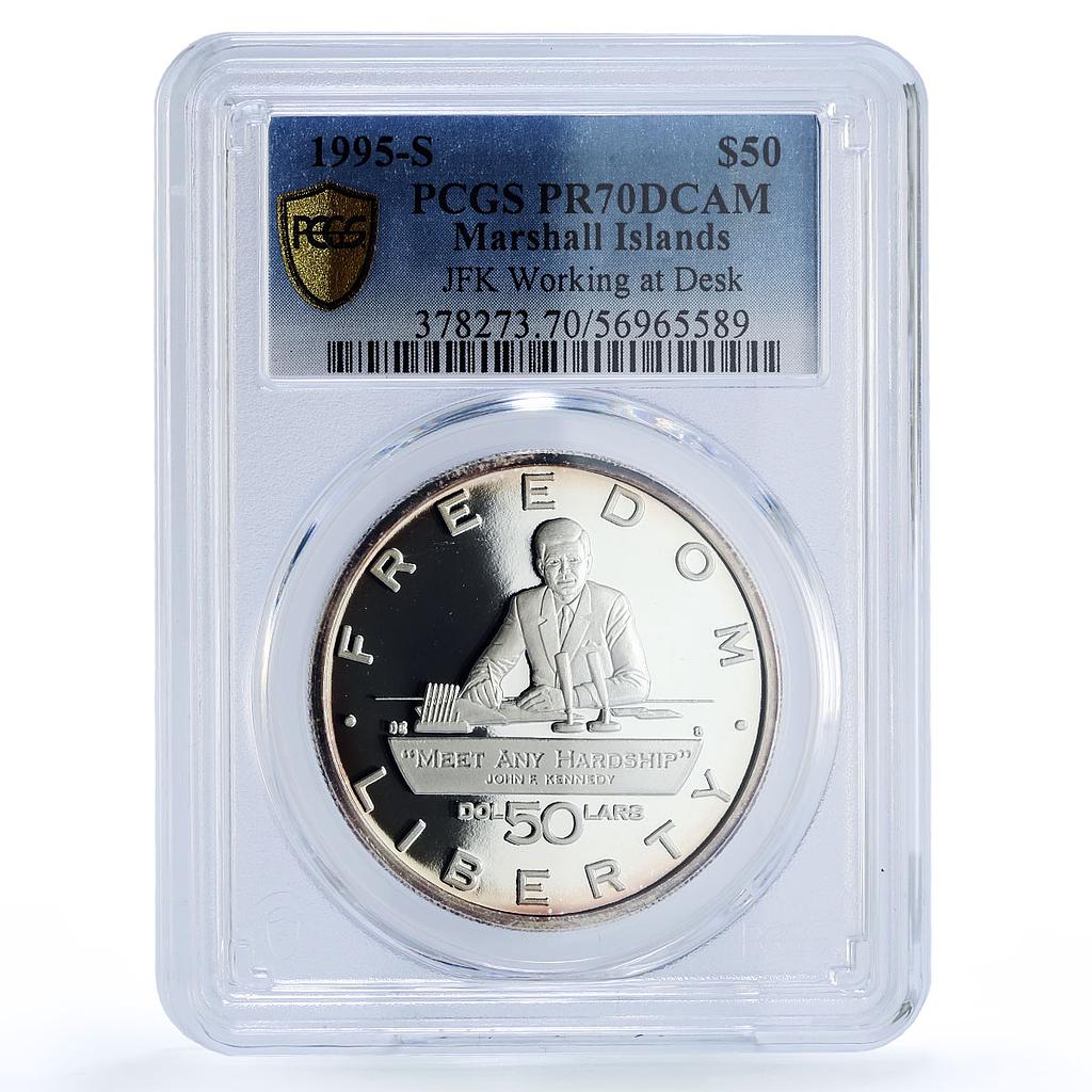 Marshall Islands 50 dollars John F Kennedy Politics PR 69 PCGS silver coin 1995