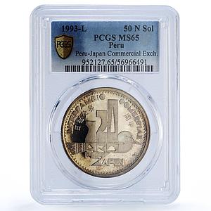 Peru 50 soles Japan Commercial Exchange KM-320 MS 65 PCGS silver coin 1993