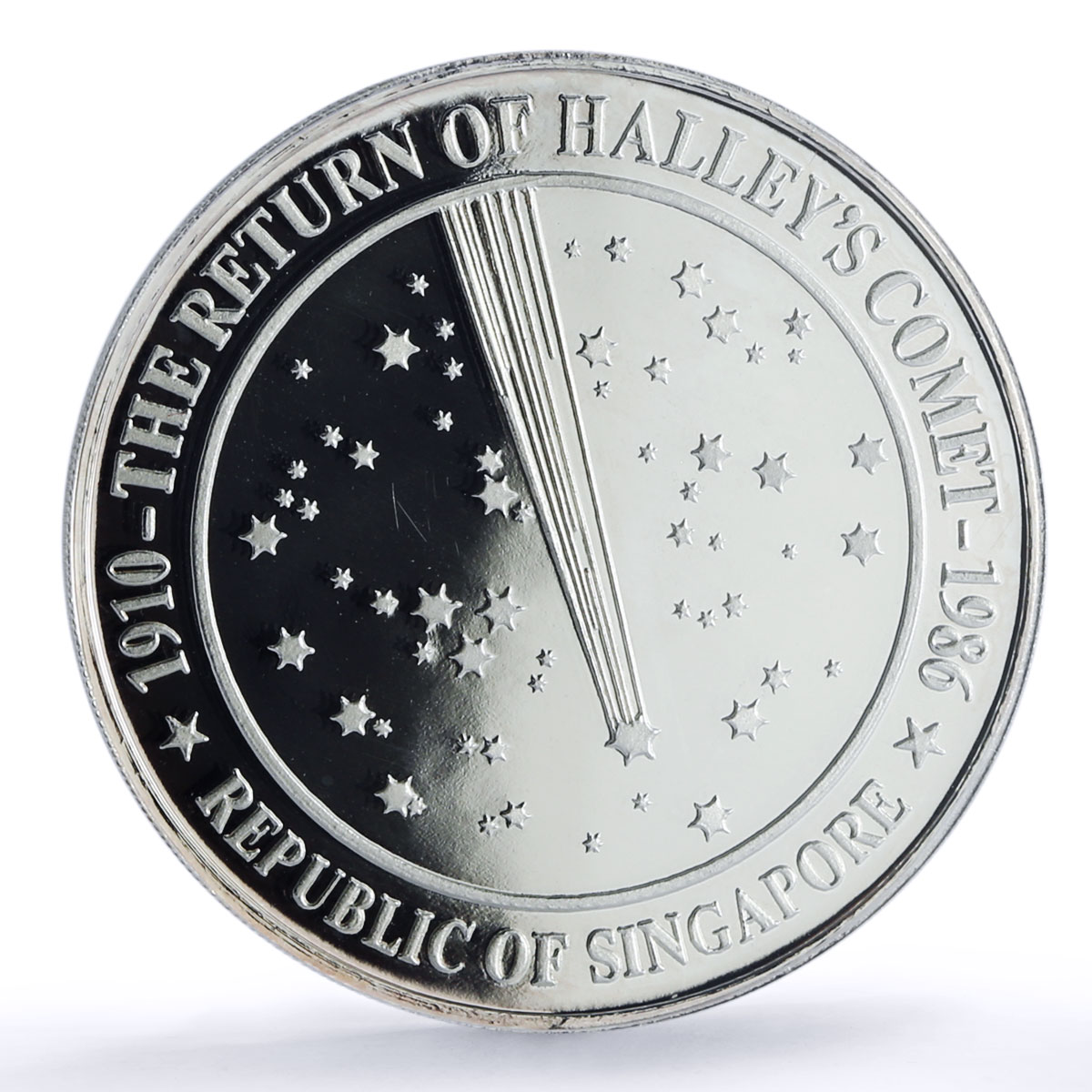 Singapore 1 ounce Hailey Comet Lion X#21 Space PR 68 PCGS silver token 1986