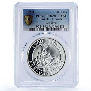 Tokelau 50 tala Iwo Jima Japan 1945 World War 2 PR 69 PCGS silver coin 1991