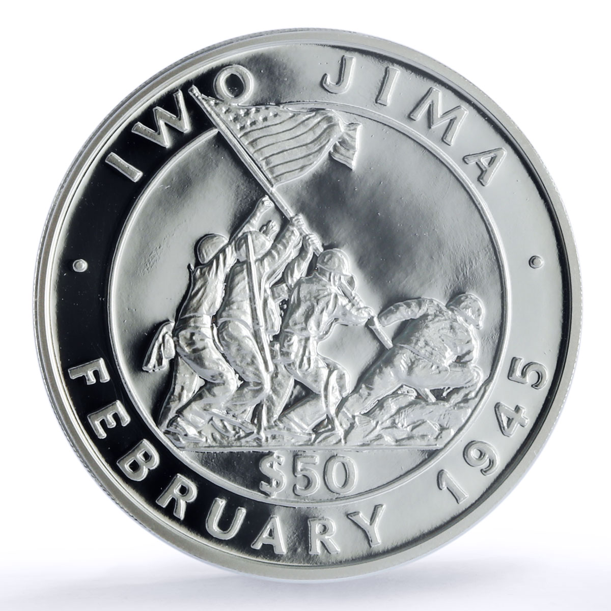 Tokelau 50 tala Iwo Jima Japan 1945 World War 2 PR 69 PCGS silver coin 1991