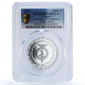 Uruguay 1000 pesos Chamber Commerce Mare Liberum Art PR 70 PCGS silver coin 2017