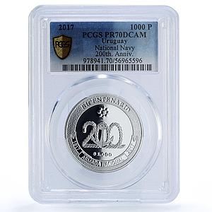 Uruguay 1000 pesos Navy La Fortuna Ship Clipper PR 70 PCGS silver coin 2017