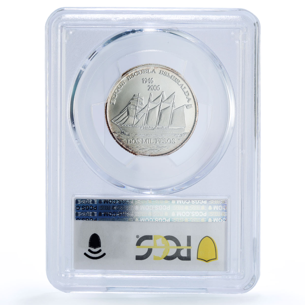 Easter Island 2000 pesos Ship Esmeralda X#8 Clipper MS 68 PCGS silver coin 2006
