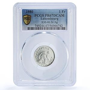 Luxembourg 1 franc Jean Steelworker KM-46.2a PR 67 PCGS silver coin 1980