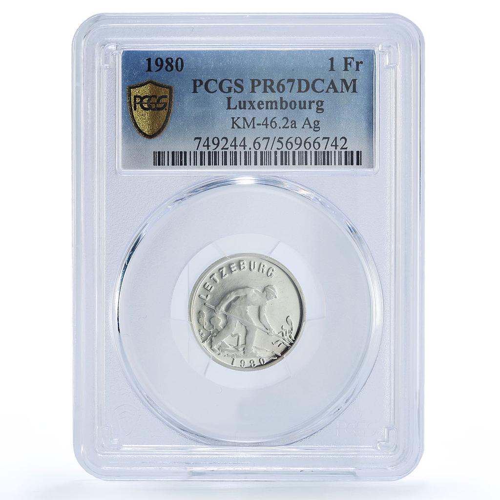 Luxembourg 1 franc Jean Steelworker KM-46.2a PR 67 PCGS silver coin 1980