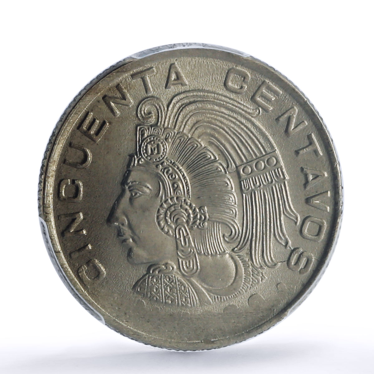 Mexico 50 centavos Republic Cuauhtemoc Error Part Split MS66 PCGS CuNi coin 1980