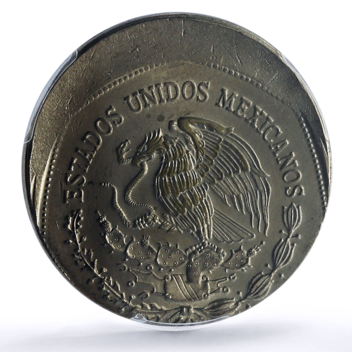 Mexico 5 pesos Republic Quetzalcoatl Error Struck MS64 PCGS CuNi coin 1980