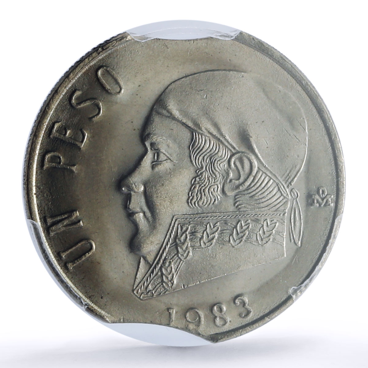 Mexico 1 peso Republic Morelos Pavon Error Double Clip MS66 PCGS CuNi coin 1983