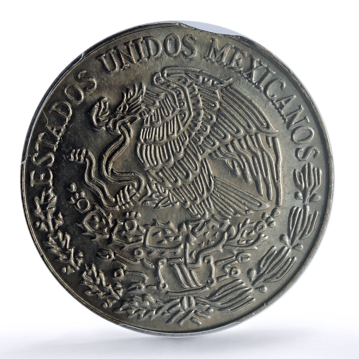 Mexico 5 pesos Republic Mint Error Clipped Planchet MS 64 PCGS CuNi coin 1977