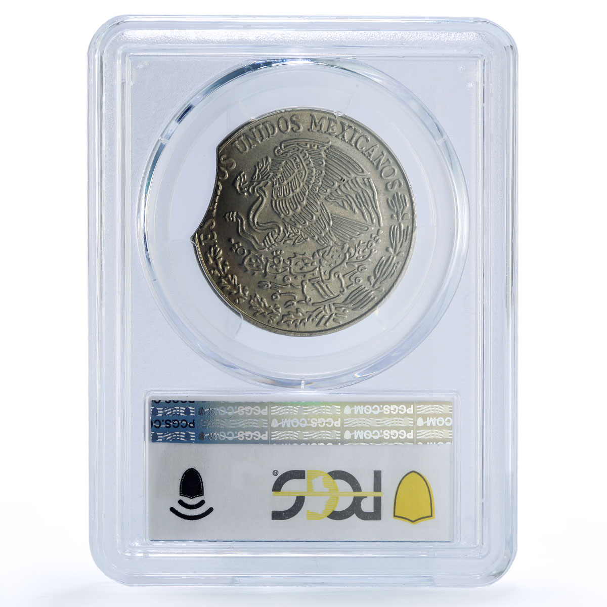 Mexico 5 pesos Republic Mint Error Clipped Planchet MS 62 PCGS CuNi coin 1976