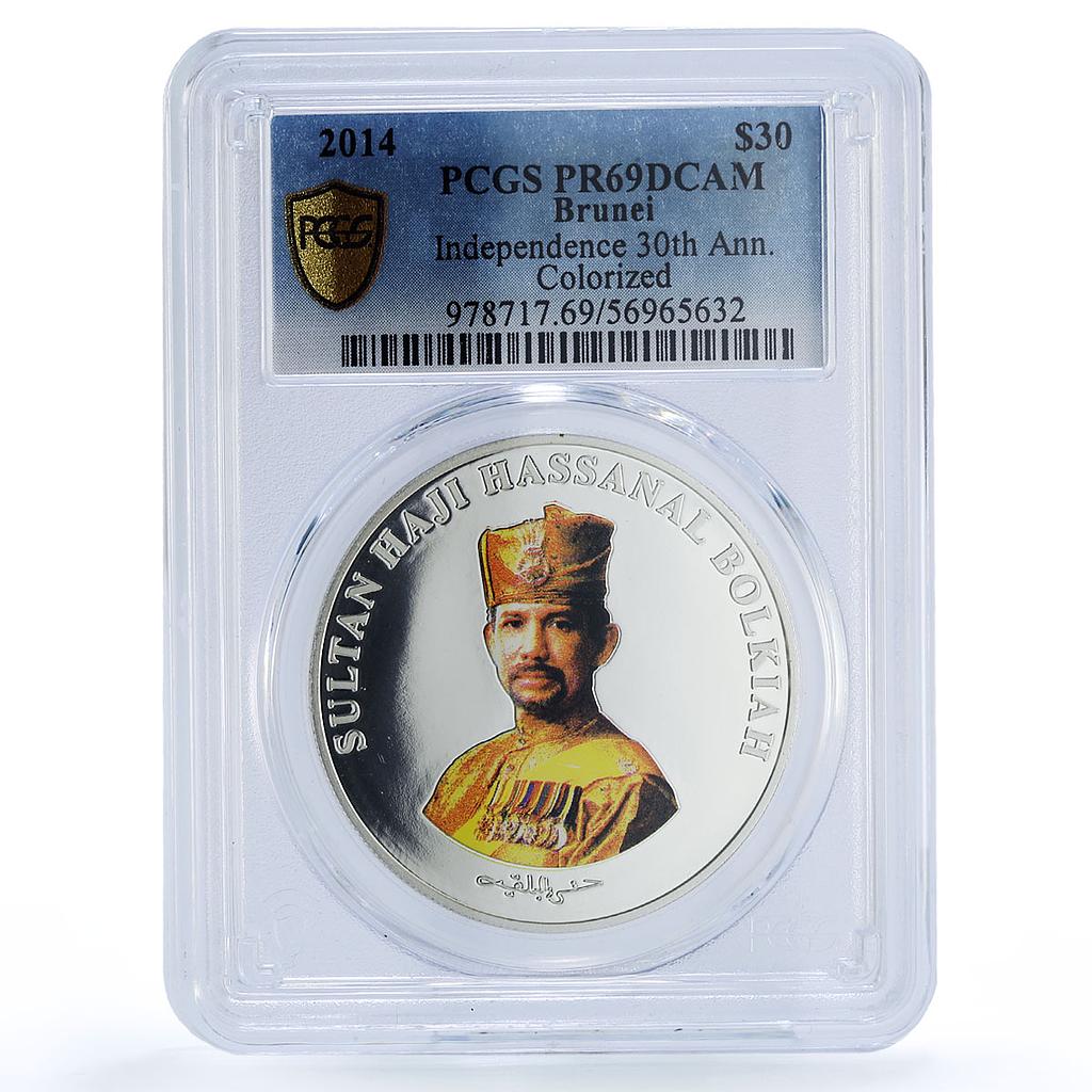 Brunei 30 dollars Independence Sultan Bolkiah PR 69 PCGS silver coin 2014