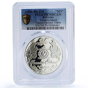 Bahamas Paradise Island Casino Fantasy Token PR 70 PCGS silver 1986 - 1988 FM
