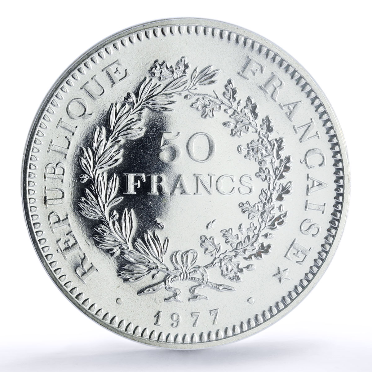 France 50 francs Hercules Gad-882 F-427 KM-941 MS 68 PCGS silver coin 1977