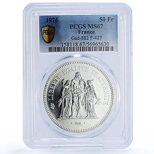 France 50 francs Hercules Gad-882 F-427 KM-941 MS 67 PCGS silver coin 1976