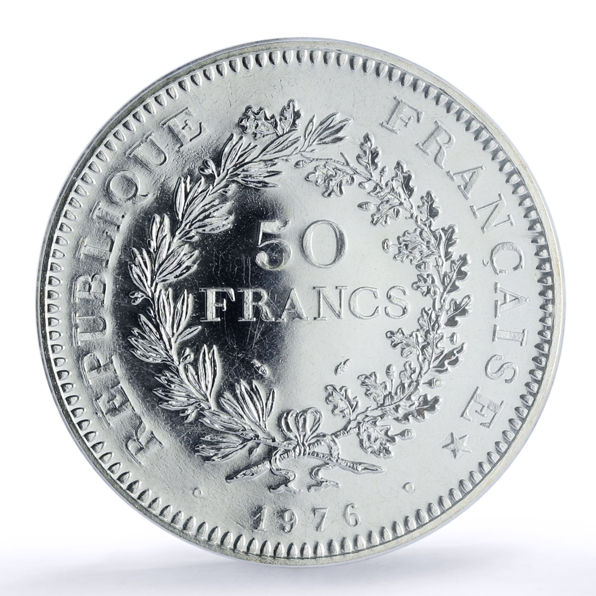 France 50 francs Hercules Gad-882 F-427 KM-941 MS 67 PCGS silver coin 1976