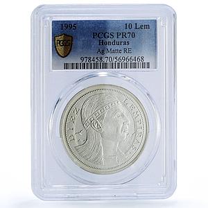 Honduras 10 lempiras Pattern Silver Alloy X#1.1 PR 70 PCGS RE coin 1995