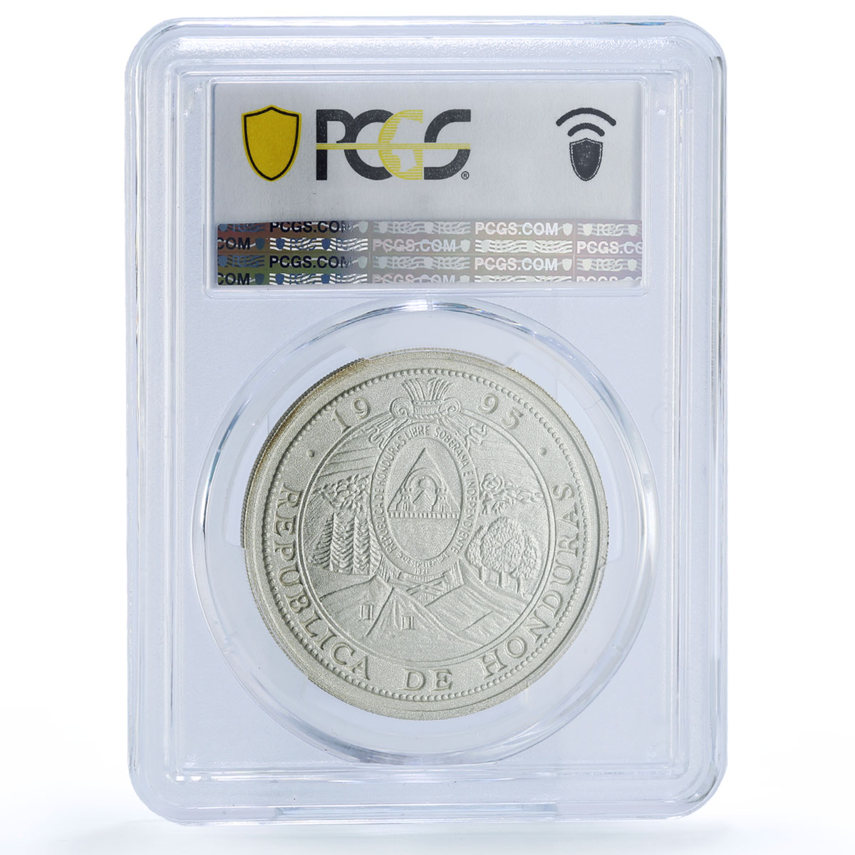 Honduras 10 lempiras Pattern Silver Alloy X#1.1 PR 70 PCGS RE coin 1995