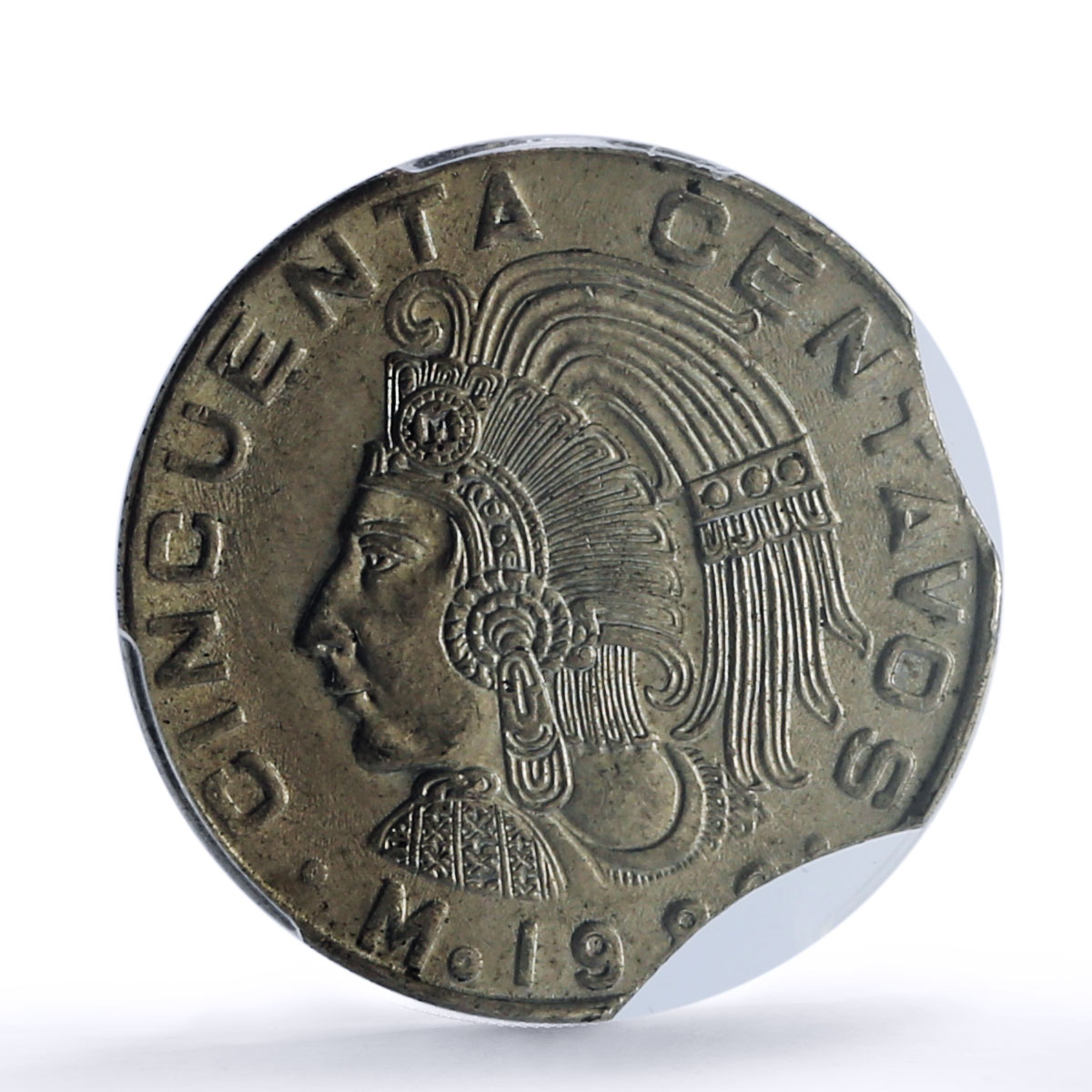 Mexico 50 centavos Republic Pakal Palenque Error Double Clip MS63 PCGS coin 1983