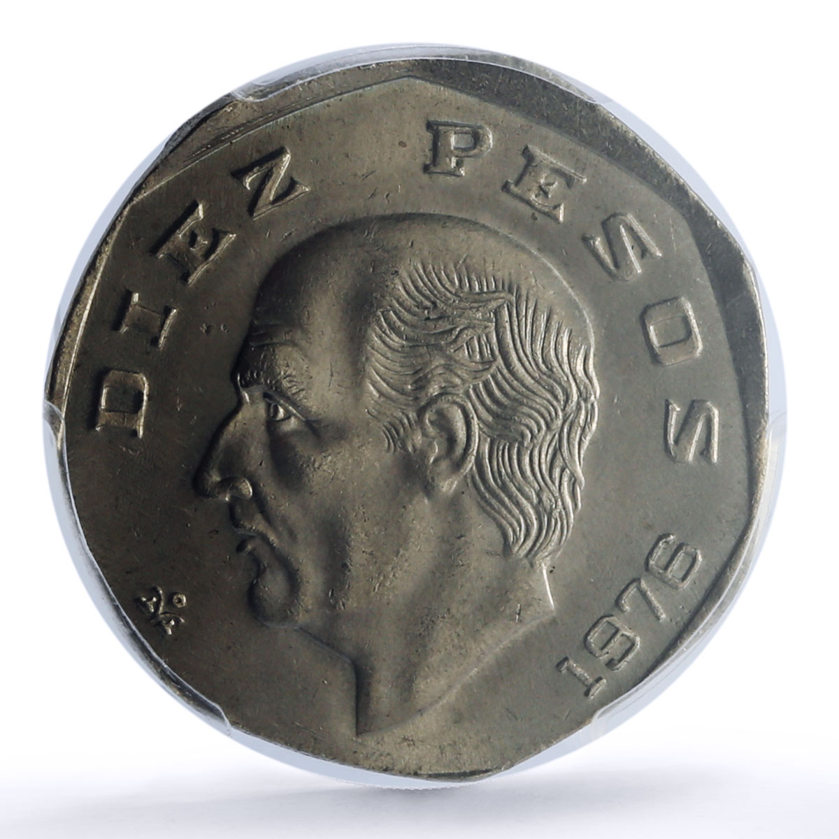Mexico 10 pesos Republic Mint Error Broadstruck MS 65 PCGS CuNi coin 1976