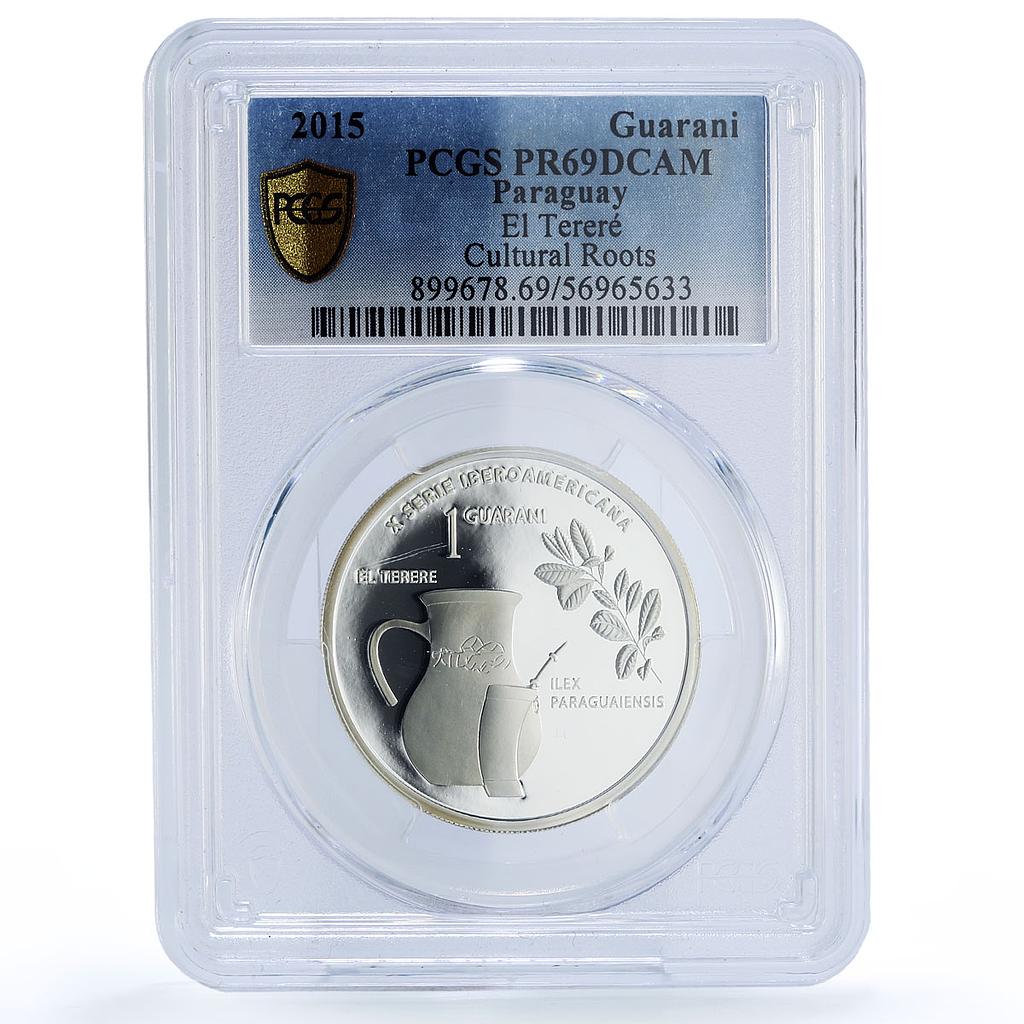 Paraguay 1 guarani El Terere Cultural Roots Ibero-American PR 69 PCGS coin 2015