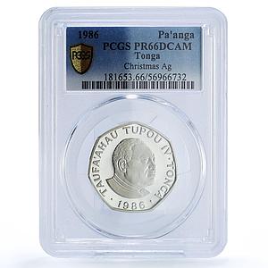 Tonga 1 paanga Christmas Three Wise Men KM-123a PR 66 PCGS silver coin 1986