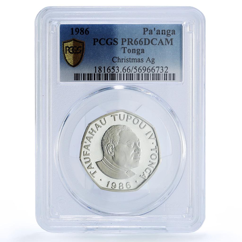 Tonga 1 paanga Christmas Three Wise Men KM-123a PR 66 PCGS silver coin 1986