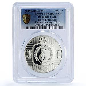 Dominican Rep. Embajador Casino Fantasy Token PR 70 PCGS silver 1978 - 1980 FM