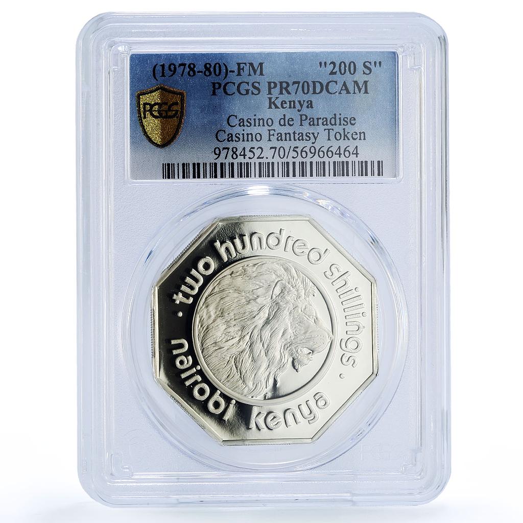 Kenya Paradise Casino Fantasy Token 200 Shil. PR 70 PCGS silver 1978 - 1980 FM