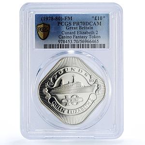 Great Britain Cunard Ship Casino Fantasy Token PR 70 PCGS silver 1978 - 1980 FM