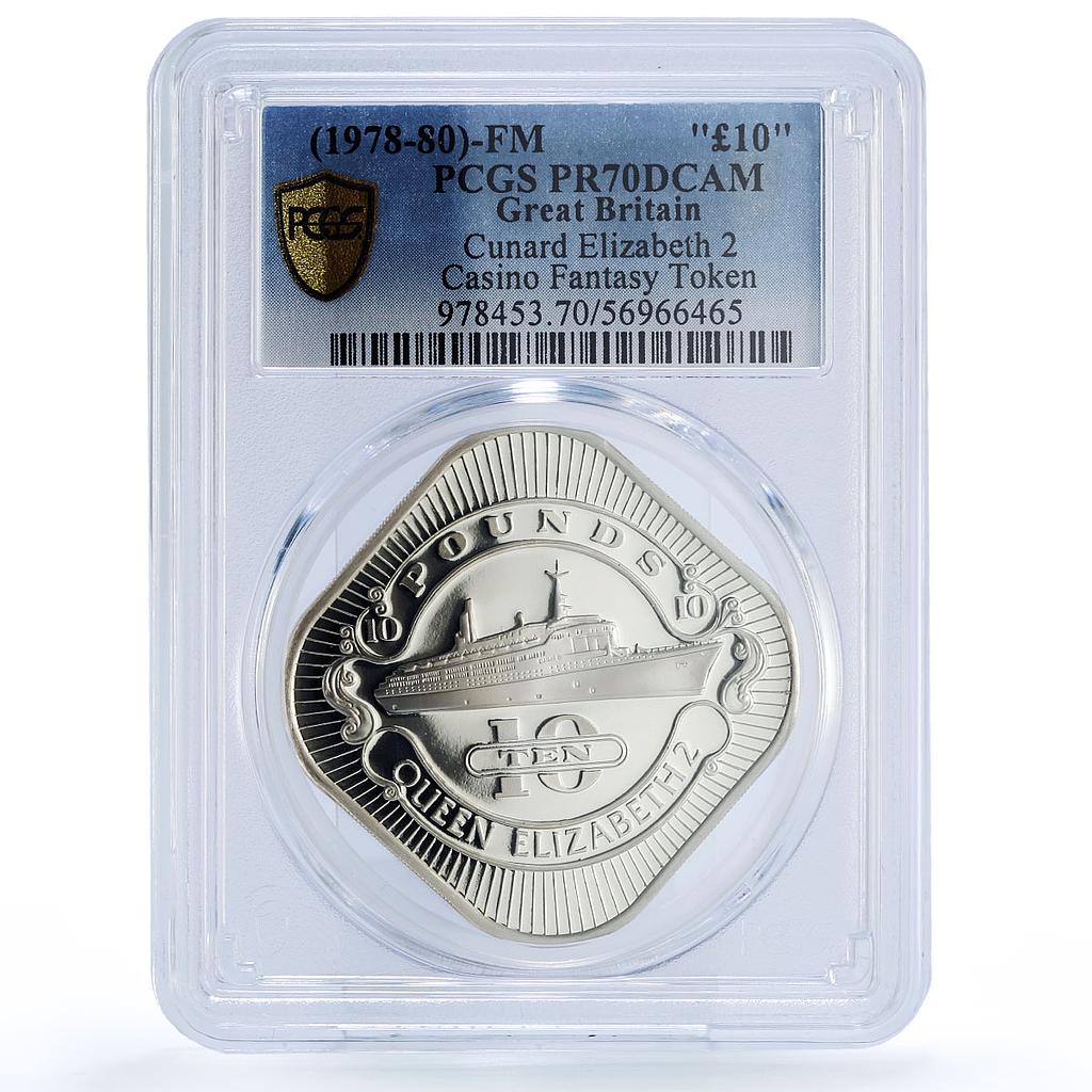 Great Britain Cunard Ship Casino Fantasy Token PR 70 PCGS silver 1978 - 1980 FM