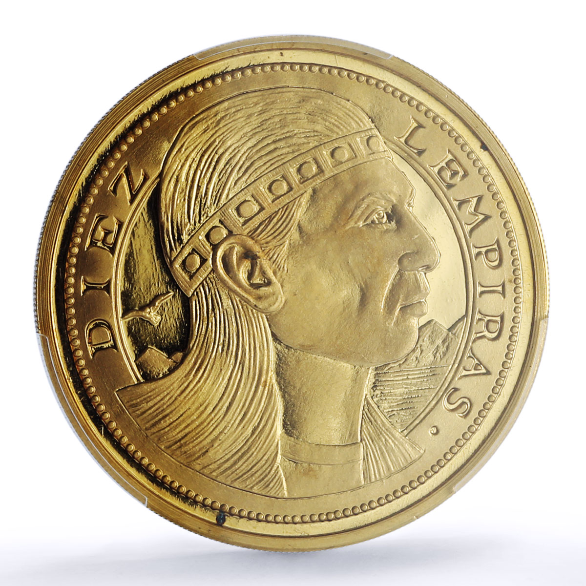 Honduras 10 lempiras Pattern Gilt Alloy X#1b.1 PR 68 PCGS AE RE coin 1995