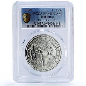 Honduras 10 lempiras Republic Pattern Trial X#1f.1 PR 69 PCGS CuNi RE coin 1995