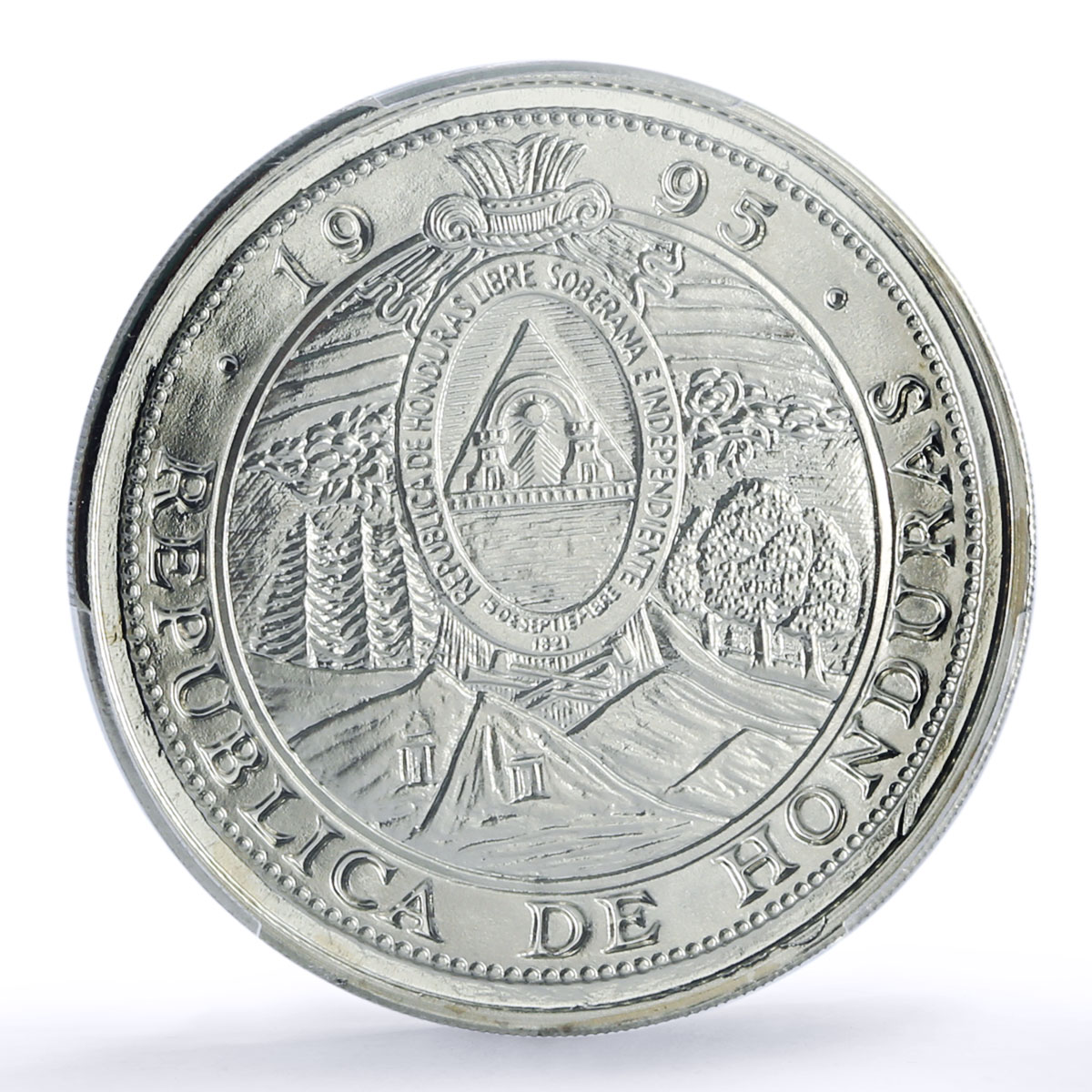 Honduras 10 lempiras Republic Pattern Trial X#1f.1 PR 69 PCGS CuNi RE coin 1995