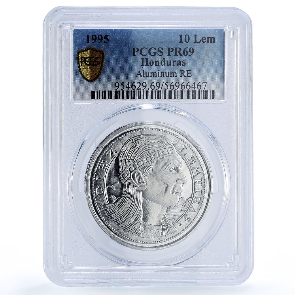 Honduras 10 lempiras Pattern Aluminum Alloy X#1d.1 PR 69 PCGS RE coin 1995