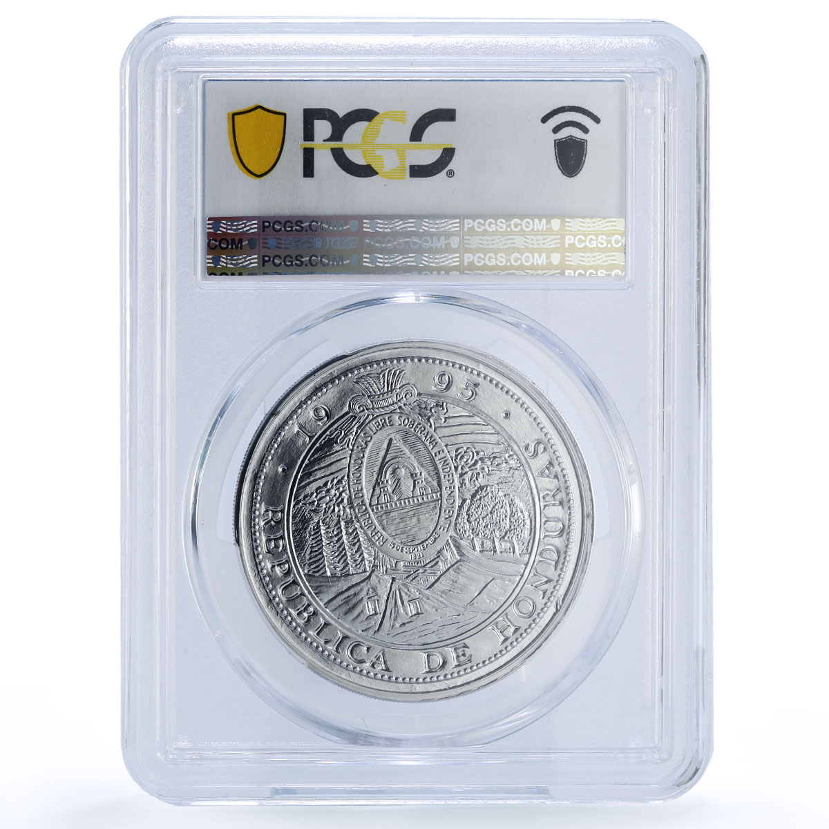 Honduras 10 lempiras Pattern Aluminum Alloy X#1d.1 PR 69 PCGS RE coin 1995
